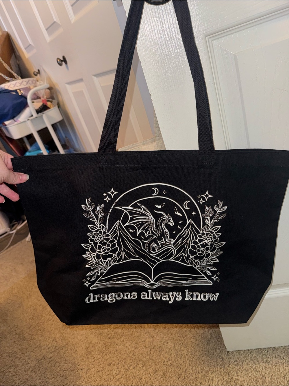 Black Dragon Graphic Tote Bag - Unbranded